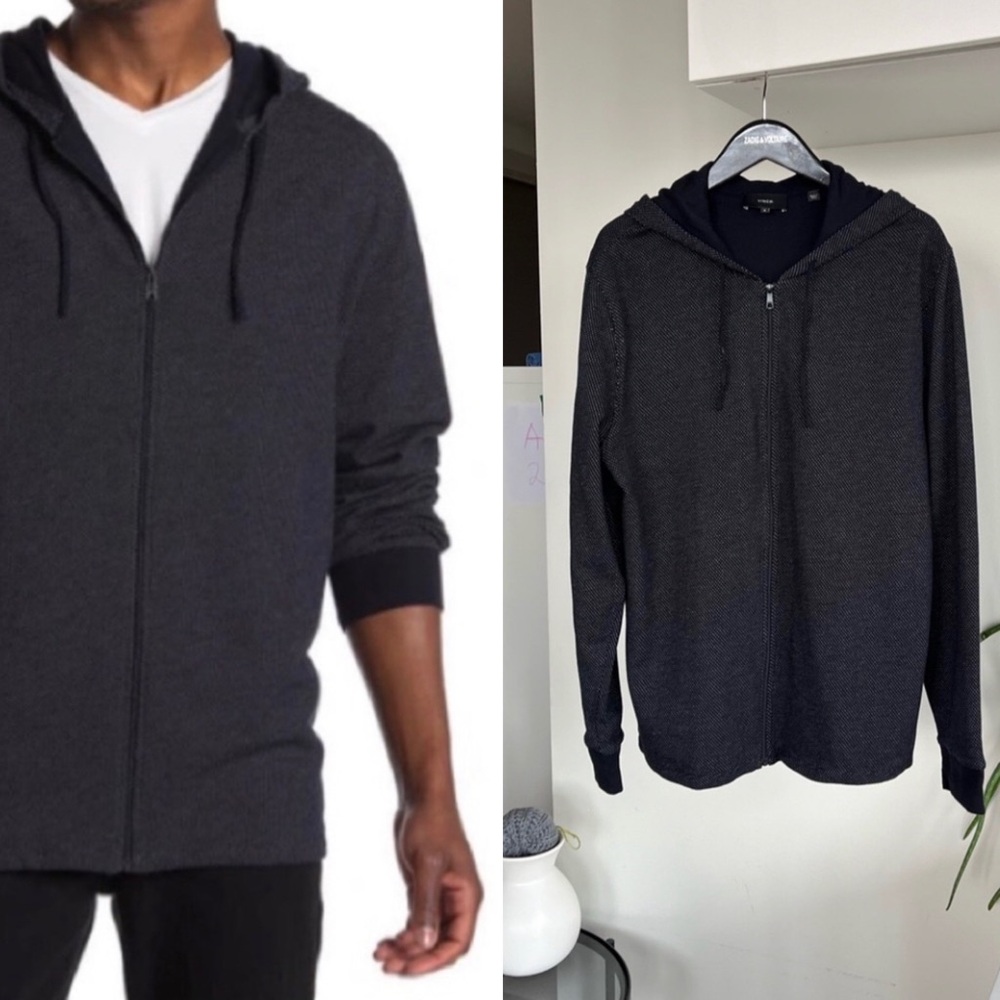 Vince Men's Charcoal Zip-Up Knit Casual Office Work Sweater Normcore Sz M